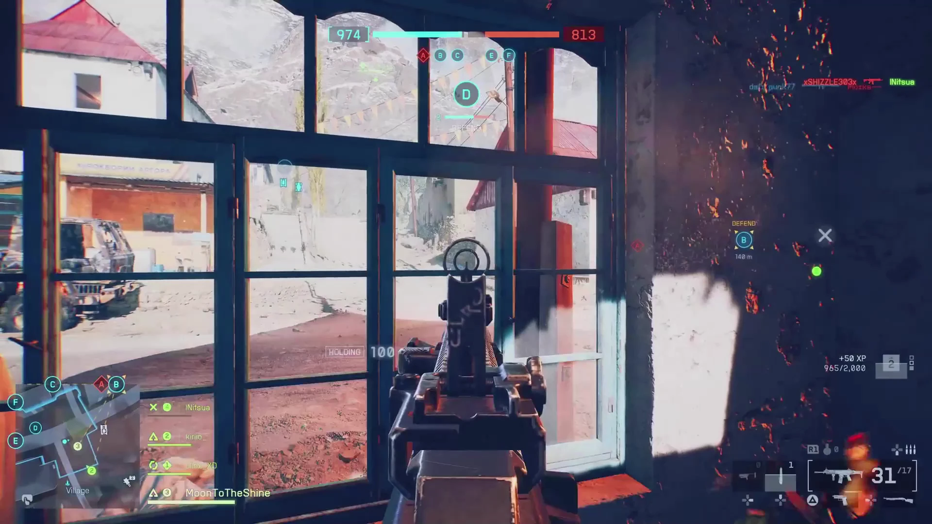 Tighter interior combat gameplay frame from the Battlefield redesign