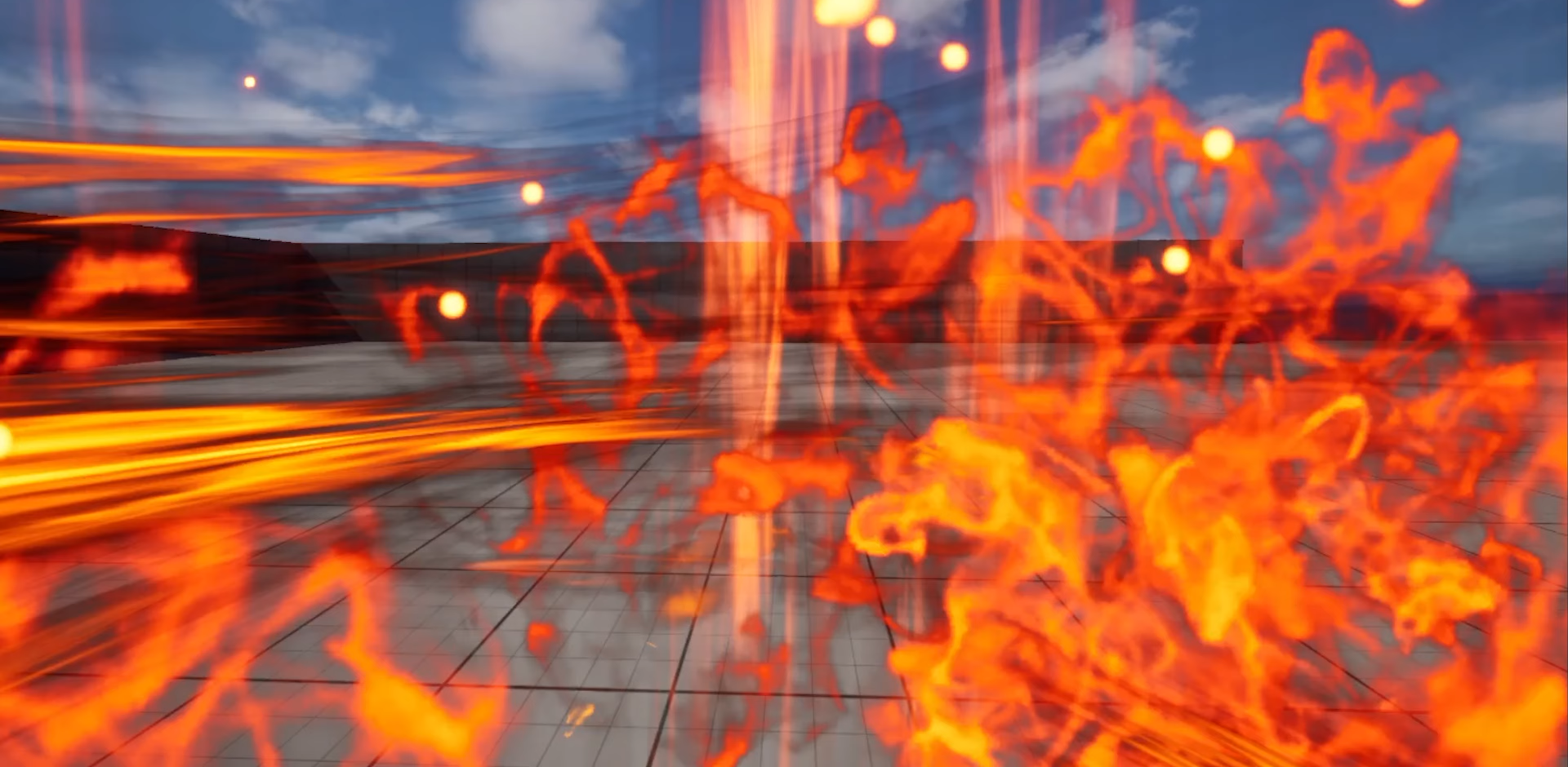 Unreal Engine gameplay view of the Charged Arcane Bolt explosion at the moment of impact.